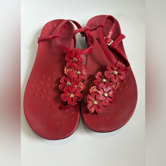 Vionic Julie sandals red size 8 floral ortho thong with straps - Picture 3 of 9